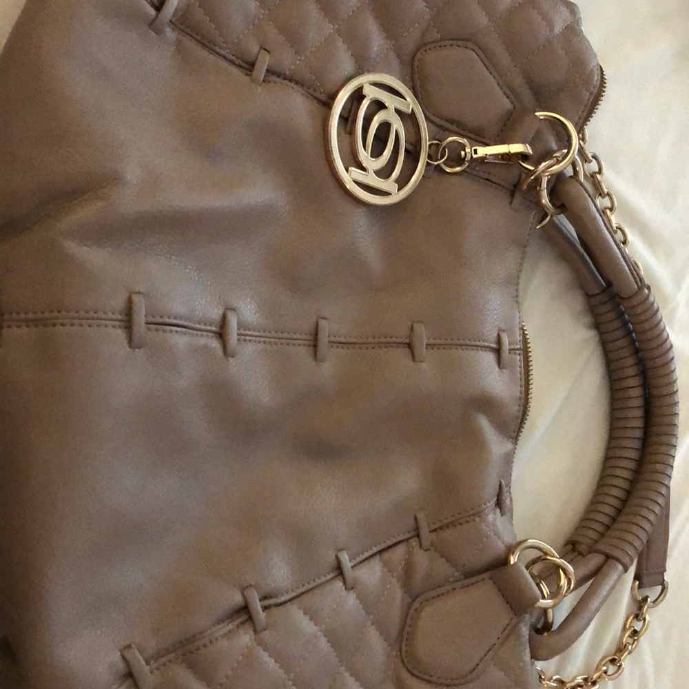BeBe blush & gold chain purse